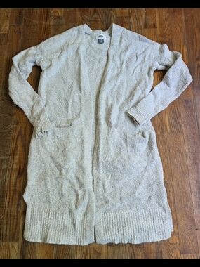 Old Navy Cream Long Open-Front Cardigan